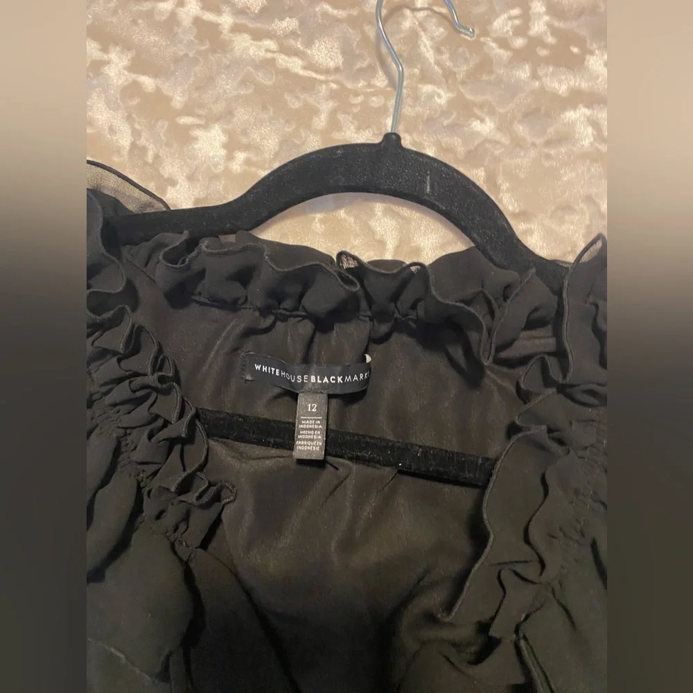 WHBM black sleeveless ruffle collar dress size 12 - Picture 3 of 6